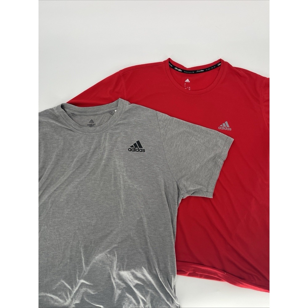 Lot Of 2‎ Men's XL Adidas Climalite and Freelift Climalite Shirts Red Gray